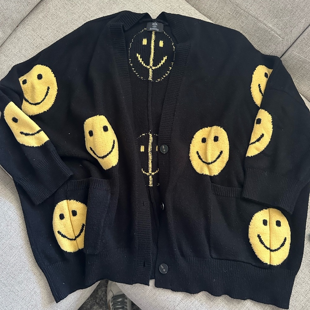 Smiley Face Black Cardigan